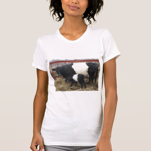 Lovely Beltie Koe en Calf T-Shirt (Voorkant)