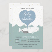 Lovely Beluga White Whale Baby shower Invitation (Voorkant / Achterkant)