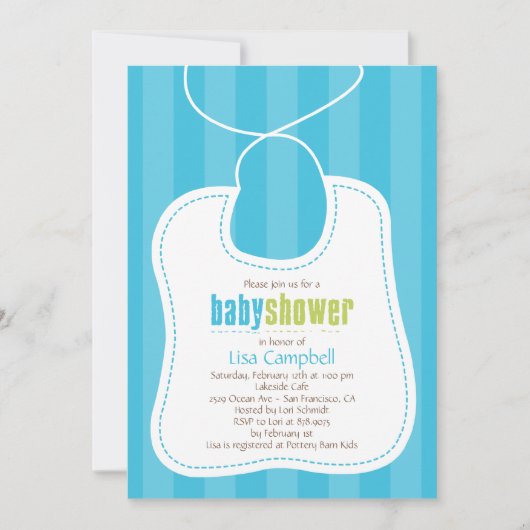 Lovely Bib Baby shower Invitation Kaart (Voorkant)