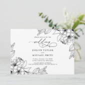 Lovely Black Calligraphy Invitation Kaart (Staand voorkant)