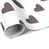 Lovely Black Hearts Patroon Cadeaupapier (Rol Hoek)