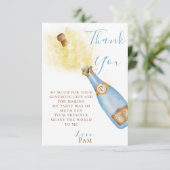 Lovely blauwe Champagne Bubbly Brunch Verjaardagsf Bedankkaart (Staand voorkant)