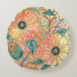 Lovely Blooming Flowers with Colorful Design Rond Kussen