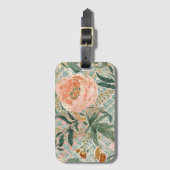 Lovely Blooming Peach Flowers and Leaves, Pattern  Bagagelabel (Voorkant (verticaal))