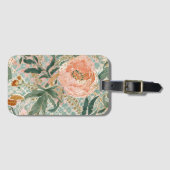 Lovely Blooming Peach Flowers and Leaves, Pattern  Bagagelabel (Voorkant (horizontaal))