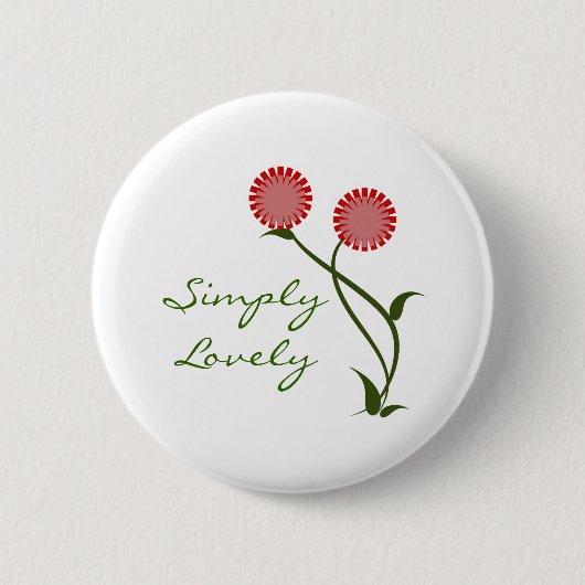 Lovely Blooms Button, rood Ronde Button 5,7 Cm (Voorkant)