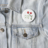 Lovely Blooms Button, rood Ronde Button 5,7 Cm (In situ)