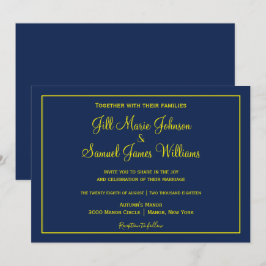 Lovely Blue and Yellow Wedding Kaart