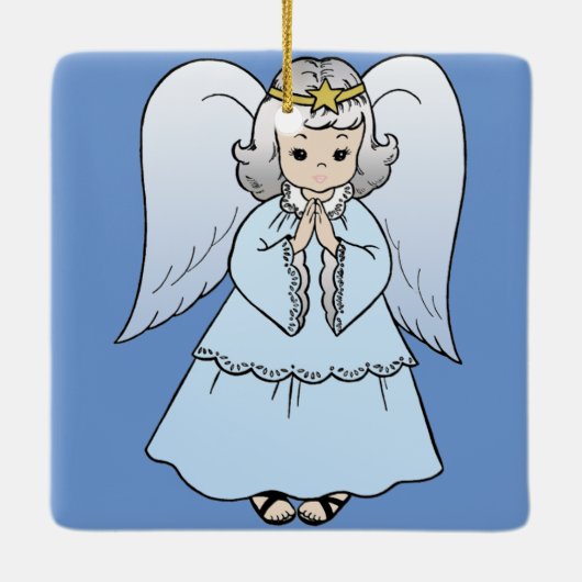 Lovely Blue Angel Keramisch Ornament (Achterkant)