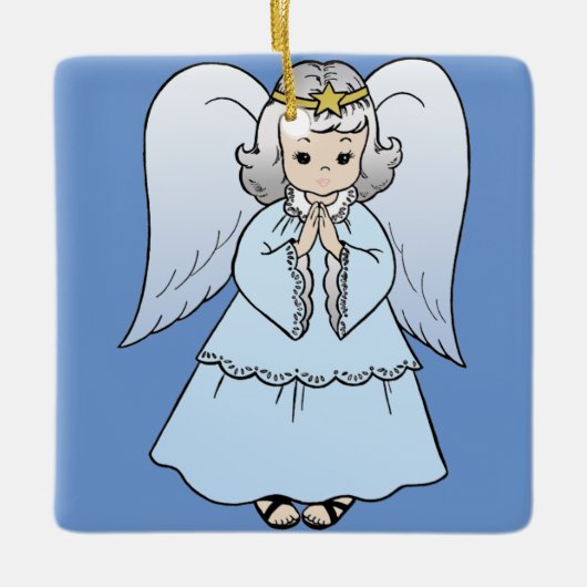 Lovely Blue Angel Keramisch Ornament (Voorkant)