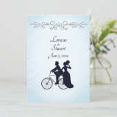 Lovely Blue Bicycle Theme Weddenschap Kaart (Staand voorkant)