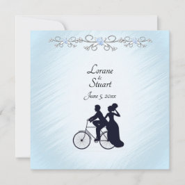 Lovely Blue Bicycle Theme Weddenschap Kaart