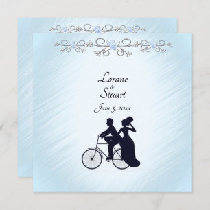 Lovely Blue Bicycle Theme Weddenschap Kaart