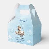 Lovely Blue Brown Teddy Bear Pilot Baby Shower   Bedankdoosjes (Voorkant Zijde)