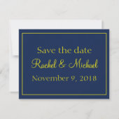 Lovely Blue en Gold Save the Date (Voorkant)
