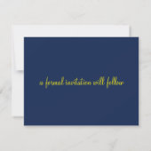 Lovely Blue en Gold Save the Date (Achterkant)