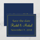 Lovely Blue en Gold Save the Date (Voorkant / Achterkant)