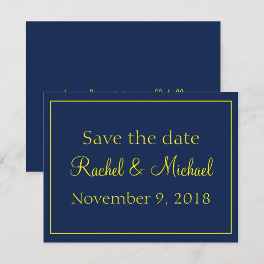 Lovely Blue en Gold Save the Date (Voorkant / Achterkant)