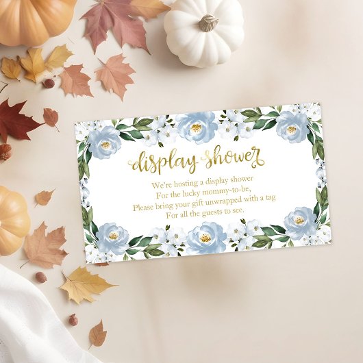 Lovely Blue Floral Baby shower Display Shower Informatiekaartje