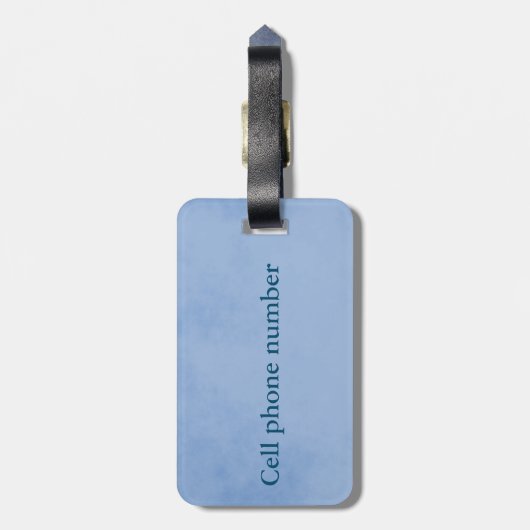 Lovely Blue Mr en Mrs Parchment Bagagelabel (Achterkant verticaal)