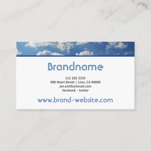 Lovely Blue Sky Clouds Trendy Spiritueel Elegant Visitekaartje (Achterkant)