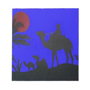 Lovely Blue Sky Sunset Camel Safari Silhouette Notitieblok
