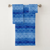 Lovely Blue Waterverf Scale Pattern-handdoekset Bad Handdoek (Insitu)