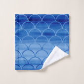 Lovely Blue Waterverf Scale Pattern-handdoekset Bad Handdoek (Wasdoekje)