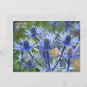 Lovely Blue Zee Holly Floral Briefkaart (Voorkant / Achterkant)