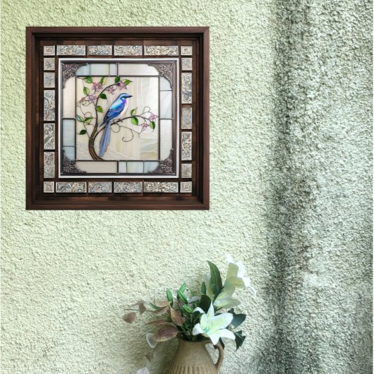 Lovely Bluebird 2 on Flowering Vine Tegeltje