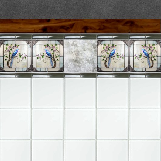 Lovely Bluebird 2 on Flowering Vine Tegeltje