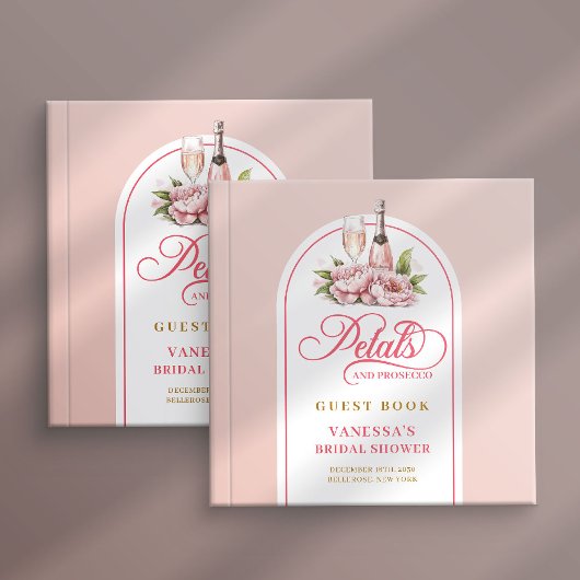 Lovely blush and gold petals prosecco guest book gastenboek