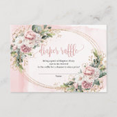 Lovely Blush Pink Flowers Greenery Diaper Raffle Informatiekaartje (Voorkant)