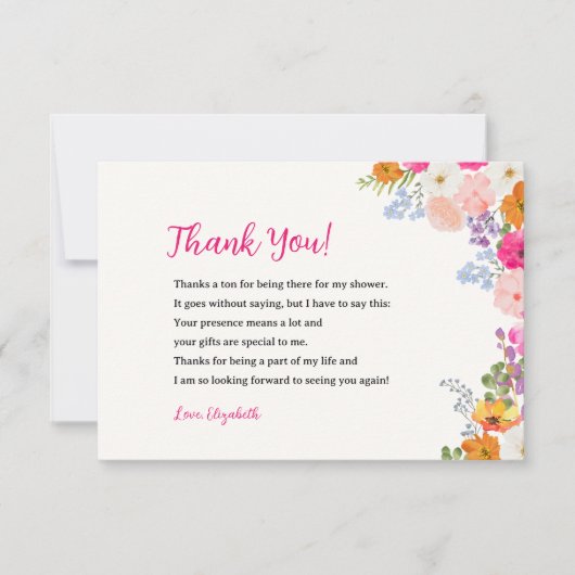 Lovely Bohemian Meadow Bridal Shower Bedankkaart (Voorkant)