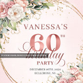 Lovely Boho Blush Pink Floral 60th Birthday Napkin Servet