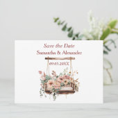 Lovely Boho Garden Swing Floral Save the Date (Staand voorkant)