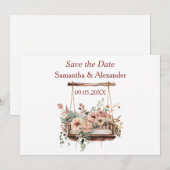 Lovely Boho Garden Swing Floral Save the Date (Voorkant / Achterkant)