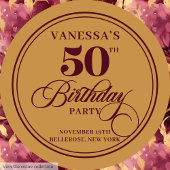 Lovely Boho Maroon Blush Gold 50th Birthday Plate Papieren Bordje