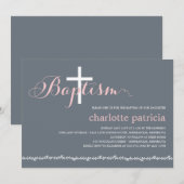 Lovely Border Baptism Invitation - Roze Kaart (Voorkant / Achterkant)