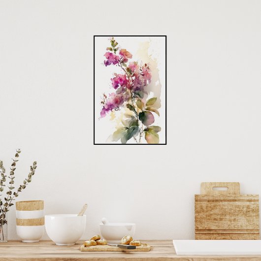 Lovely Bougainvillea Waterverf Poster (Keuken)