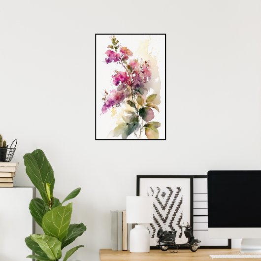 Lovely Bougainvillea Waterverf Poster (Thuiskantoor)