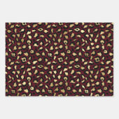 Lovely Bourgogne en Gold Leopard Print Inpakpapier Vel (Voorkant 2)