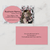 Lovely Brown Haire Lady 3- Fantasy Visitekaartjes (Voorkant / Achterkant)