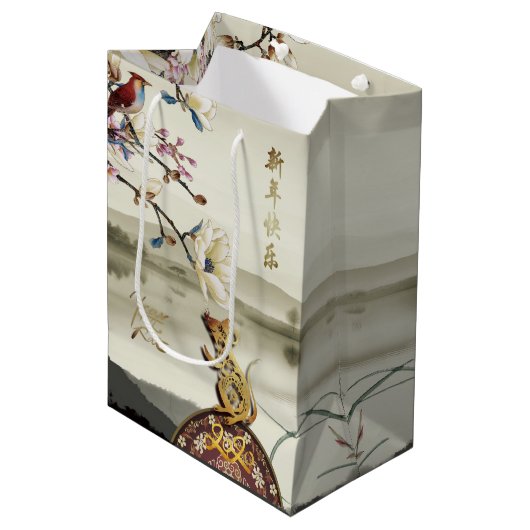 Lovely bucolc scene Chines Rat Year 2020 MGB Medium Cadeauzakje (Voorkant Gekanteld)