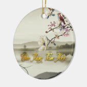 Lovely bucolische scene Vietnamees nieuwjaars Tet  Keramisch Ornament (Links)