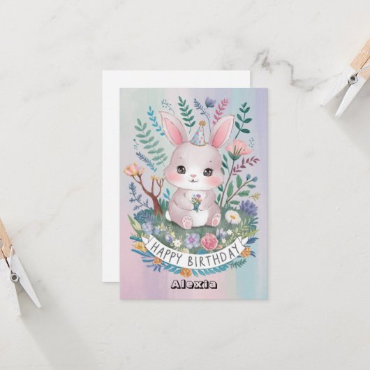 Lovely Bunny digitale verjaardag Kaart (Voorkant / Achterkant in situ)