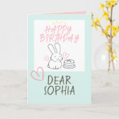 Lovely Bunny Rabbit&Cake Happy Birthday Card Kaart (Gele Bloem)
