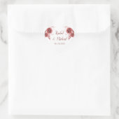 Lovely Burgundy Waterverf Floral Wedding Hart Sticker (Tas)