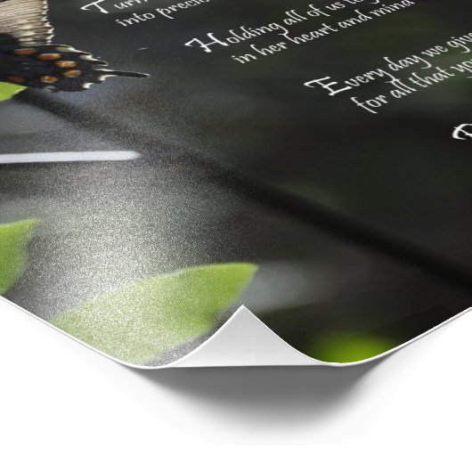 Lovely Butterfly "Mijn moeder" Dank je gedicht Foto Afdruk (Hoek)