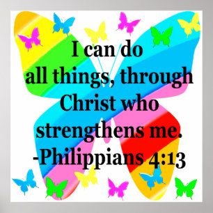 LOVELY BUTTERFLY PHILIPPIANS 4:13 COLORFUL POSTER